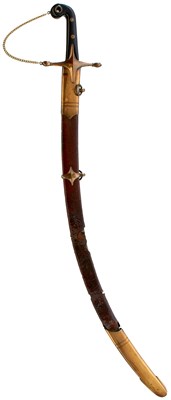 Lot 91 - A 19TH CENTURY INDIAN ARMY OFFICER'S MAMELUKE WITH TROPHY BLADE