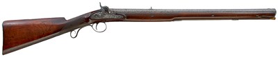 Lot 462 - AN 18-BORE SPANISH BARRELLED PERCUSSION RIFLE BY WILLIAM SMITH