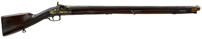 Lot 161 - A FINE .650 CALIBRE PERCUSSION OTTOMAN RIFLE WITH GOLD KOFTGARI AND DAMASCUS MOUNTS