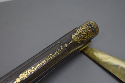 Lot 161 - A FINE .650 CALIBRE PERCUSSION OTTOMAN RIFLE WITH GOLD KOFTGARI AND DAMASCUS MOUNTS