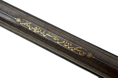 Lot 161 - A FINE .650 CALIBRE PERCUSSION OTTOMAN RIFLE WITH GOLD KOFTGARI AND DAMASCUS MOUNTS