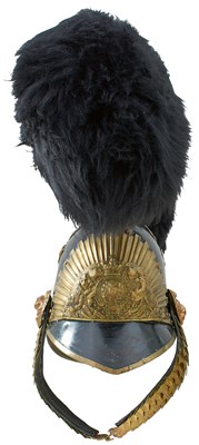 Lot 560 - A COMPOSITE PATTERN 1818-34 DRAGOON'S HELMET CONVERTED FOR YEOMANRY USE
