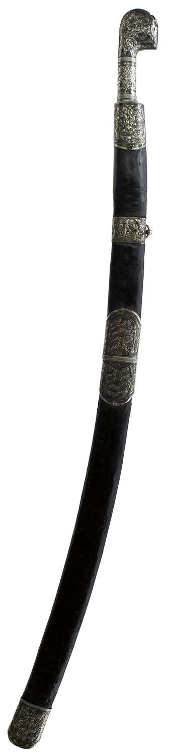 Lot 148 - A 19TH CENTURY DAGESTANI SILVER NIELLO SHASQUA