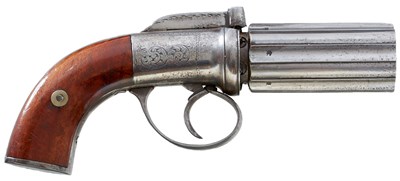 Lot 345 - AN 82-BORE SIX-SHOT PERCUSSION PEPPERBOX REVOLVER