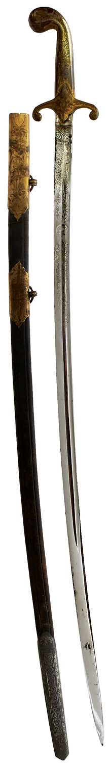 Lot 155 - A FIRST WAR PERIOD OTTOMAN TURKISH OFFICER'S SHAMSHIR OR SWORD