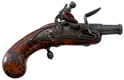 Lot 320 - A LATE 17TH CENTURY ENGLISH 80-BORE FLINTLOCK POCKET PISTOL