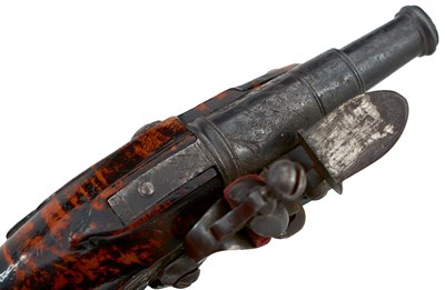Lot 320 - A LATE 17TH CENTURY ENGLISH 80-BORE FLINTLOCK POCKET PISTOL