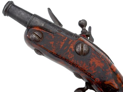 Lot 320 - A LATE 17TH CENTURY ENGLISH 80-BORE FLINTLOCK POCKET PISTOL