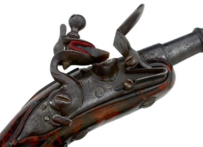 Lot 320 - A LATE 17TH CENTURY ENGLISH 80-BORE FLINTLOCK POCKET PISTOL