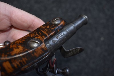 Lot 320 - A LATE 17TH CENTURY ENGLISH 80-BORE FLINTLOCK POCKET PISTOL