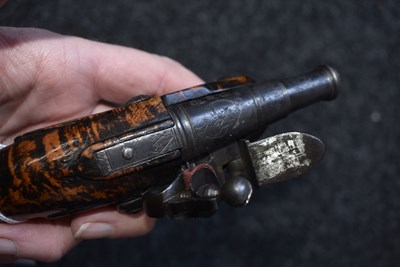Lot 320 - A LATE 17TH CENTURY ENGLISH 80-BORE FLINTLOCK POCKET PISTOL