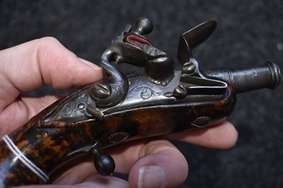 Lot 320 - A LATE 17TH CENTURY ENGLISH 80-BORE FLINTLOCK POCKET PISTOL