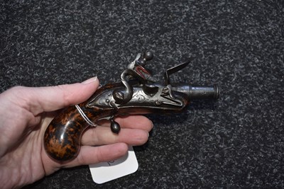 Lot 320 - A LATE 17TH CENTURY ENGLISH 80-BORE FLINTLOCK POCKET PISTOL