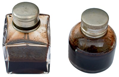 Lot 529 - TWO GLASS SPORTING GUN OR PISTOL OIL BOTTLES
