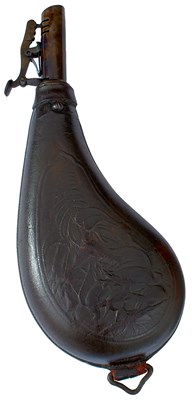 Lot 525 - A VERY GOOD A ND SCARCE SHOT FLASK BY DIXON