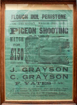 Lot A VERY RARE 1921 DATED POSTER ADVERTISING A LIVE PIGEON SHOOT