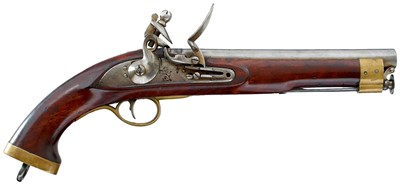 Lot 407 - A .650 CALIBRE EAST INDIA COMPANY FLINTLOCK CAVALRY PISTOL WITH LANYARD RING AND "BAKER'S PATTERN" LOCK, c1819-39.