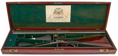 Lot 446 - A FINE AND RARE CASED 15-BORE DOUBLE BARRELLED PERCUSSION SPORTING GUN BY WILLIAM GREENER