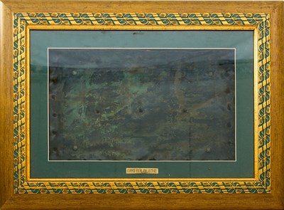 Lot 192 - OF TRAFALGAR AND NELSON INTEREST: A FRAMED SHEET OF HMS VICTORY COPPER HULL COVERING