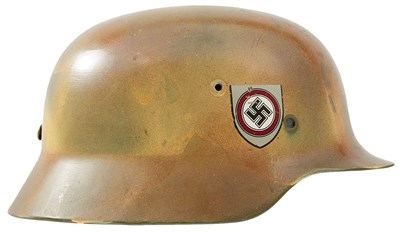 Lot 820 - A REFURBISHED NORMANDY CAMOUFLAGE GERMAN HELMET