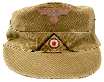Lot 800 - A THIRD REICH AFRIKAKORPS PANZER PIONEER'S SKI CAP