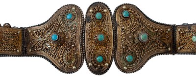 Lot 57 - AN IMPERIAL RUSSIAN CAUCASIAN SILVER KINDJAL OR SHASQUA BELT