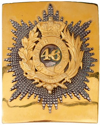 Lot 627 - A 46TH (SOUTH DEVON) REGIMENT OFFICER'S SHOULDER BELT PLATE AND COATEE ENSEMBLE
