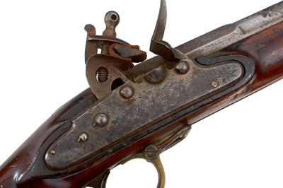 Lot 433 - A GOOD SCARCE .650 CALIBRE FLINTLOCK NOCK'S ENCLOSED OR SCREWLESS LOCK VOLUNTEER CARBINE