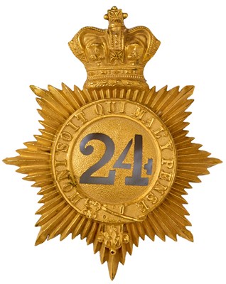 Lot 713 - A 24TH REGIMENT OF FOOT SHAKO PLATE OR BADGE