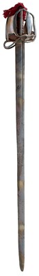 Lot 9 - AN 18TH CENTURY BRITISH MILITARY BASKET-HILTED BACKSWORD