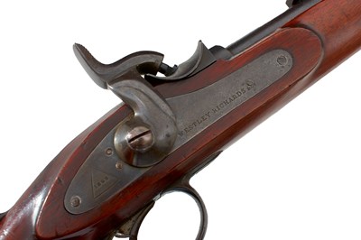 Lot 95 - A GOOD .451 CALIBRE PERCUSSION CAPPING BREECH LOADING WESTLEY RICHARDS MONKEY TAIL CAVALRY CARBINE