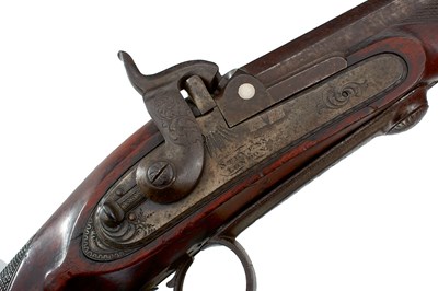Lot 105 - A GOOD 16-BORE PERCUSSION BREECH LOADING TAKE DOWN RIFLE BY STEVENS OF LONDON