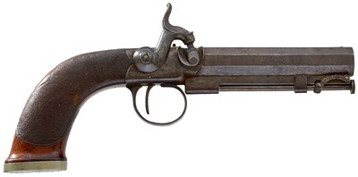Lot 471 - A 50-BORE PERCUSSION BOXLOCK POCKET PISTOL