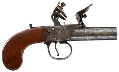 Lot 469 - A 50-BORE FLINTLOCK BOXLOCK POCKET PISTOL BY CALVERT OF LEEDS