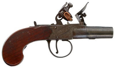 Lot 465 - A 50-BORE FLINTLOCK BOXLOCK POCKET PISTOL BY CONWAY OF MANCHESTER