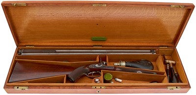 Lot 101 - A FINE AND RARE CASED .451 WHITWORTH PERCUSSION DOUBLE SPORTING RIFLE