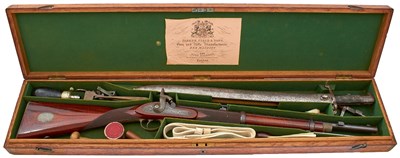 Lot 93 - A FINE CASED .577 CALIBRE PERCUSSION PRESENTATION ARTILLERY CARBINE BY PARKER FIELD & SONS