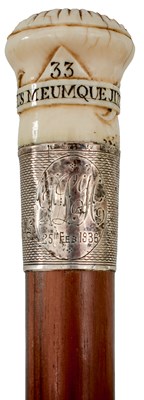 Lot 859 - AN EARLY 20TH CENTURY MASONIC WALKING STICK