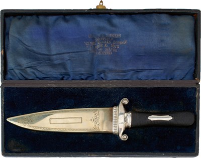 Lot 199 - A CASED VICTORIAN PRESENTATION QUALITY BOWIE KNIFE BY UNWIN & RODGERS