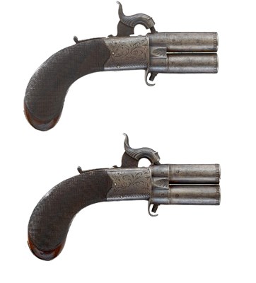 Lot 470 - A CRISP PAIR OF 54-BORE PERCUSSION TURNOVER POCKET PISTOLS BY WESTLEY RICHARDS