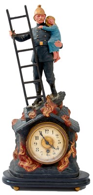 Lot 744 - A SCARCE EARLY 20TH CENTURY FRENCH FIREMAN'S CLOCK