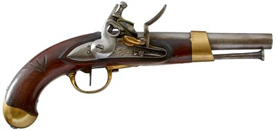 Lot 455 - A WATERLOO PERIOD .700 CALIBRE FRENCH AN IX FLINTLOCK SERVICE PISTOL
