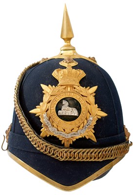 Lot 672 - AN OFFICER'S HOME SERVICE BLUE CLOTH HELMET TO THE LINCOLNSHIRE REGIMENT