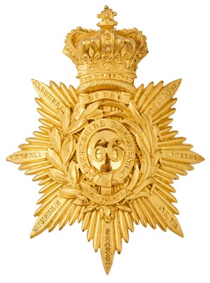 Lot 709 - A 66TH (BERKSHIRE) REGIMENT OFFICER'S SHAKO PLATE