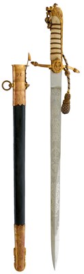 Lot 300 - A ROYAL NAVAL OFFICER'S DIRK AND BELT ENSEMBLE