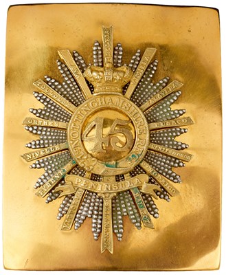 Lot 735 - A 45TH (NOTTINGHAMSHIRE) REGIMENT OFFICER'S SHOULDER BELT PLATE