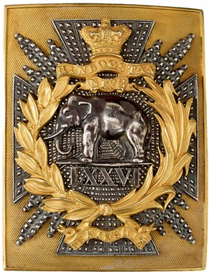 Lot 734 - A 76TH REGIMENT OF FOOT THE DUKE OF WELLINGTON'S REGIMENT (WEST RIDING) OFFICER'S SHOULDER BELT PLATE