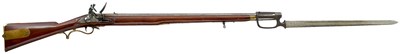 Lot 435 - A VERY RARE .750 CALIBRE FLINTLOCK SHORT LIGHT MUSKET WITH OFFSET RAMMER AND SWORD-SOCKET BAYONET , CLOSELY RELATED TO EAST INDIA COMPANY’S SHORT LIGHT MUSKET WITH BAKER’S PATTERN LOCK