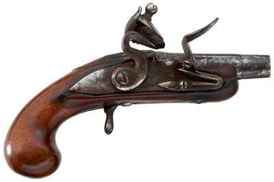 Lot 458 - AN 80-BORE FLINTLOCK TOBY PISTOL