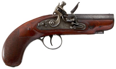 Lot 456 - A 40-BORE FLINTLOCK TRAVELLING PISTOL BY TRULOCK OF DUBLIN